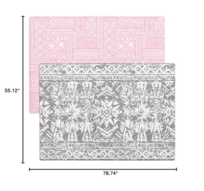 Cushmat Stylish Reversible Foam Play Mat (Large, Explorer - Ash Rose) - Soft, Waterproof, Durable Play mat for Infants, Babies, Toddler, Kids & Grownup - 6.5ft x 4.5ft