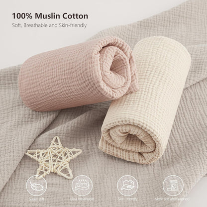 Bearmoss Muslin Mini Crib Sheets for Pack N Play Mattress - 100% Cotton - 38"x24" Soft Breathable