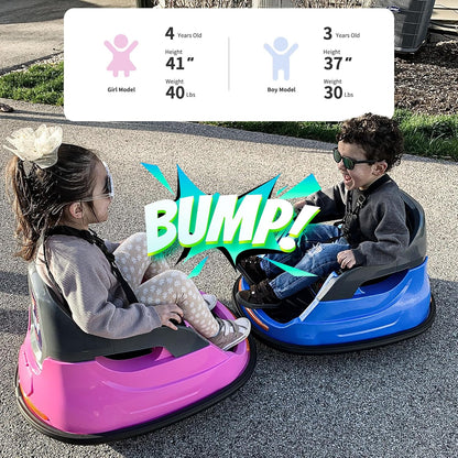 12V Kids Electric Bumper Car, Baby Bumper Car for Toddlers w/Remote Control, 360° Spinning - Blue