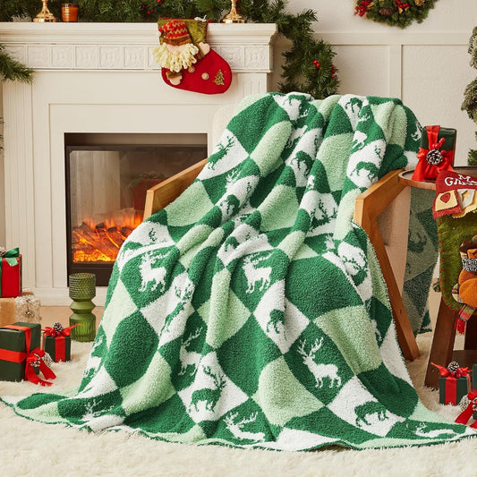 CYMULA Christmas Knit Throw Blanket - Super Soft Cozy Fuzzy Blankets for Couch, Sofa & Bed, Holiday