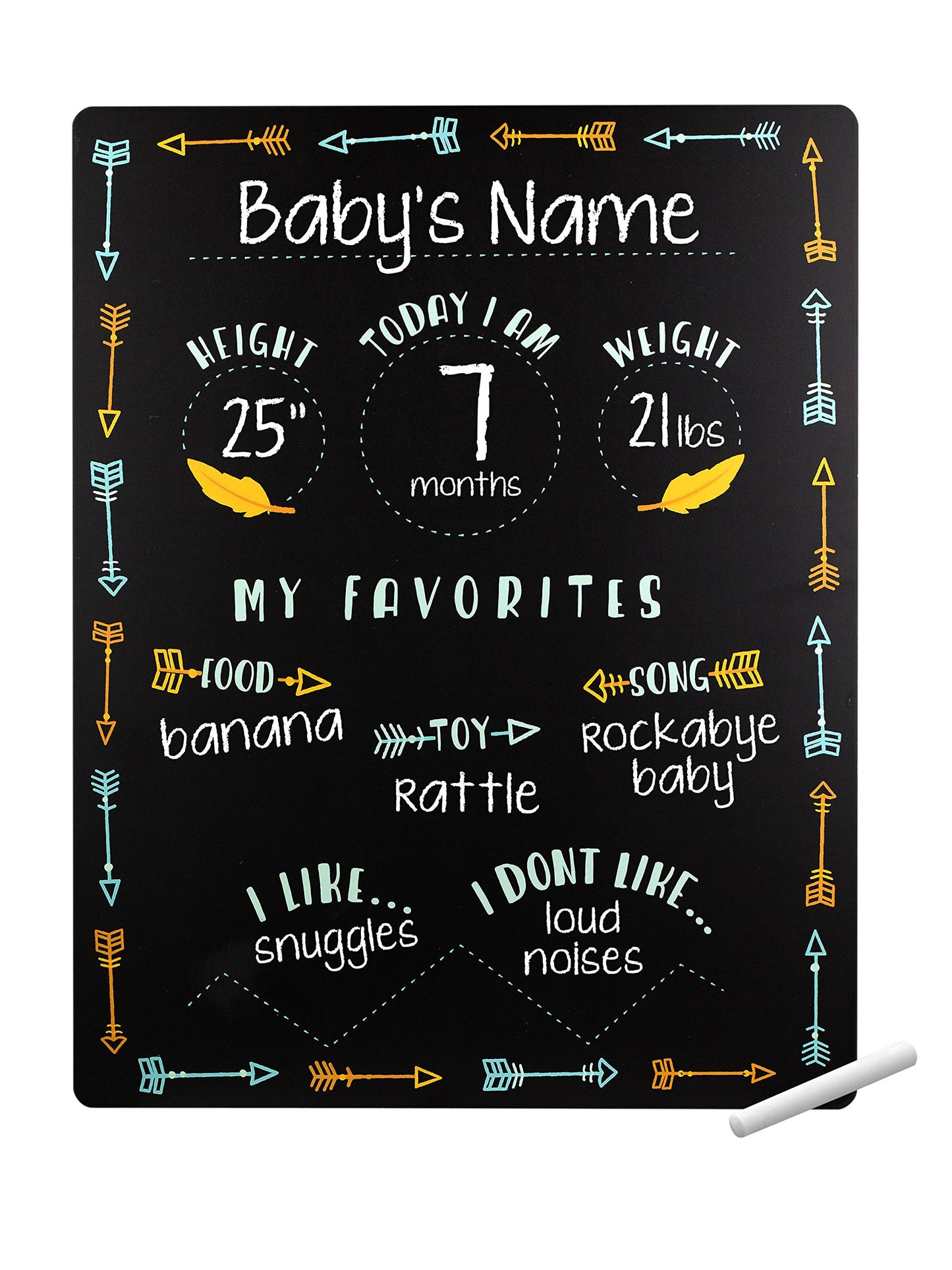 Tiny Idea’s Arrows Baby Milestone Chalkboard, Gender-Neutral Baby Photo Prop, Baby Décor Accessory