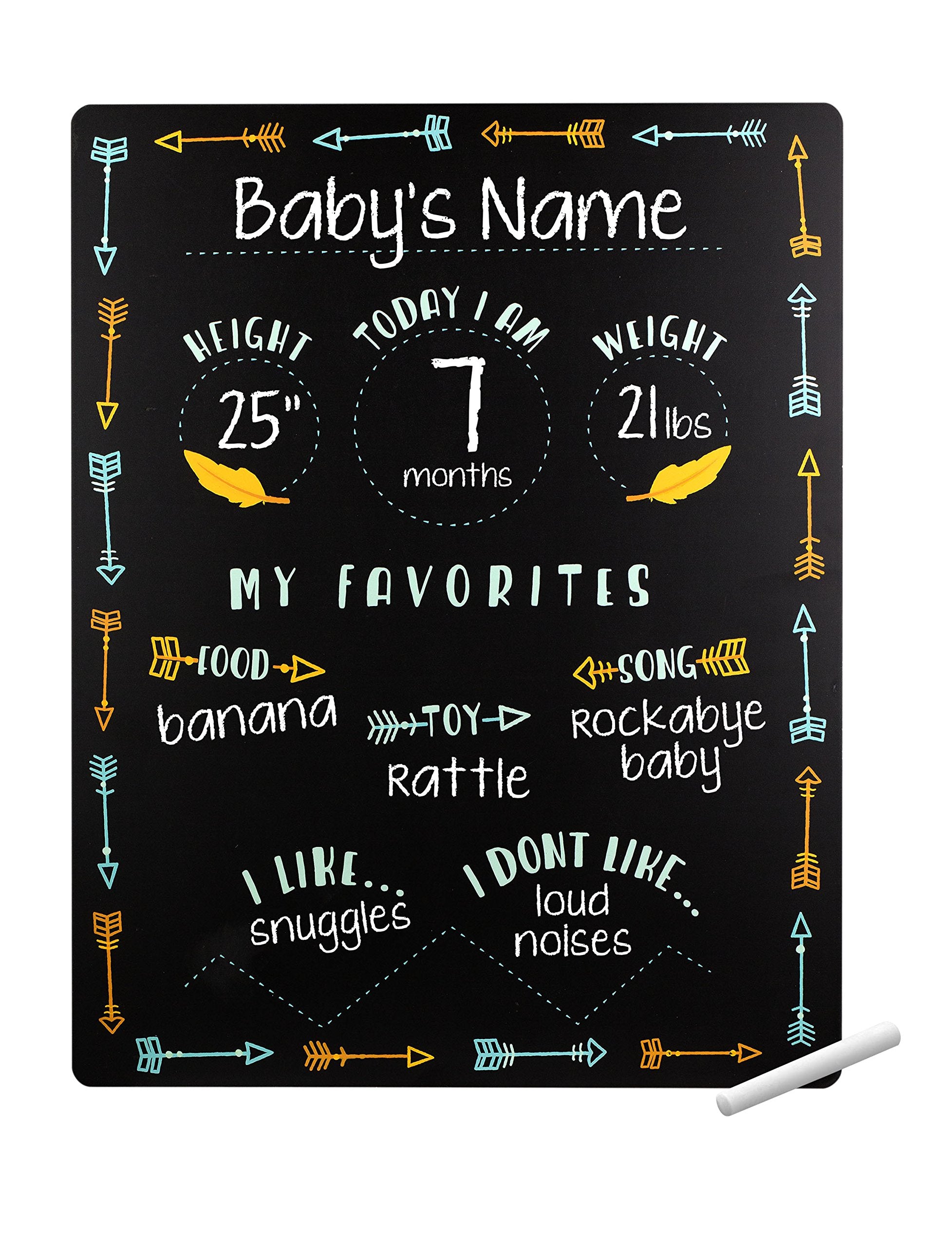 Tiny Idea’s Arrows Baby Milestone Chalkboard, Gender-Neutral Baby Photo Prop, Baby Décor Accessory