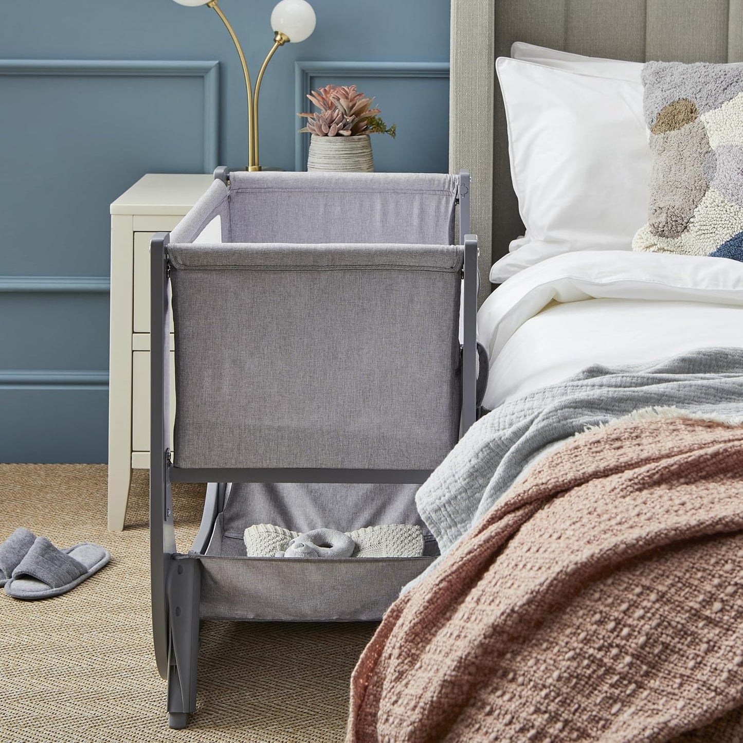 Air Lite Bedside Infant Crib | Breathable Mesh Sides, Drop-Down Panel, Reflux Incline, Adjustable