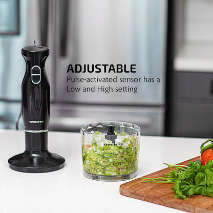 OVENTE Immersion Hand Blender, 300W Electric Handheld Portable Stick Mixer Set with 2 Mixing Speed