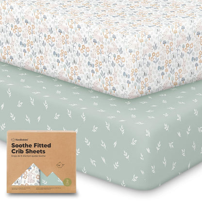 KeaBabies 2-Pack Organic Crib Sheets for Boys, Girls - 52x28 Fitted Crib Mattress Sheet Neutral