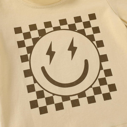 Happy Town Toddler Clothes Baby Boy Girl Smiley Face Shirt Short Sleeve T-Shirt Tee Summer Tops Outfits