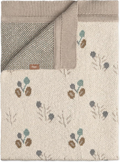 Crane Baby 100% Organic Cotton Knit Baby Blanket with Poppy Design, Soft Reversible Stroller and