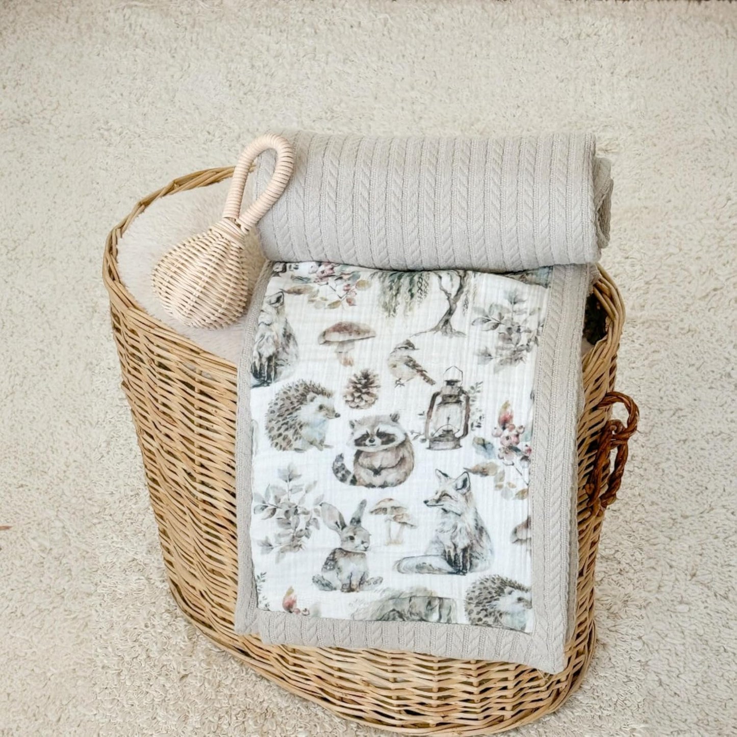 Personalized Baby Blanket with Name – Handmade 100% Organic Cotton Newborn Gift | Custom Knit