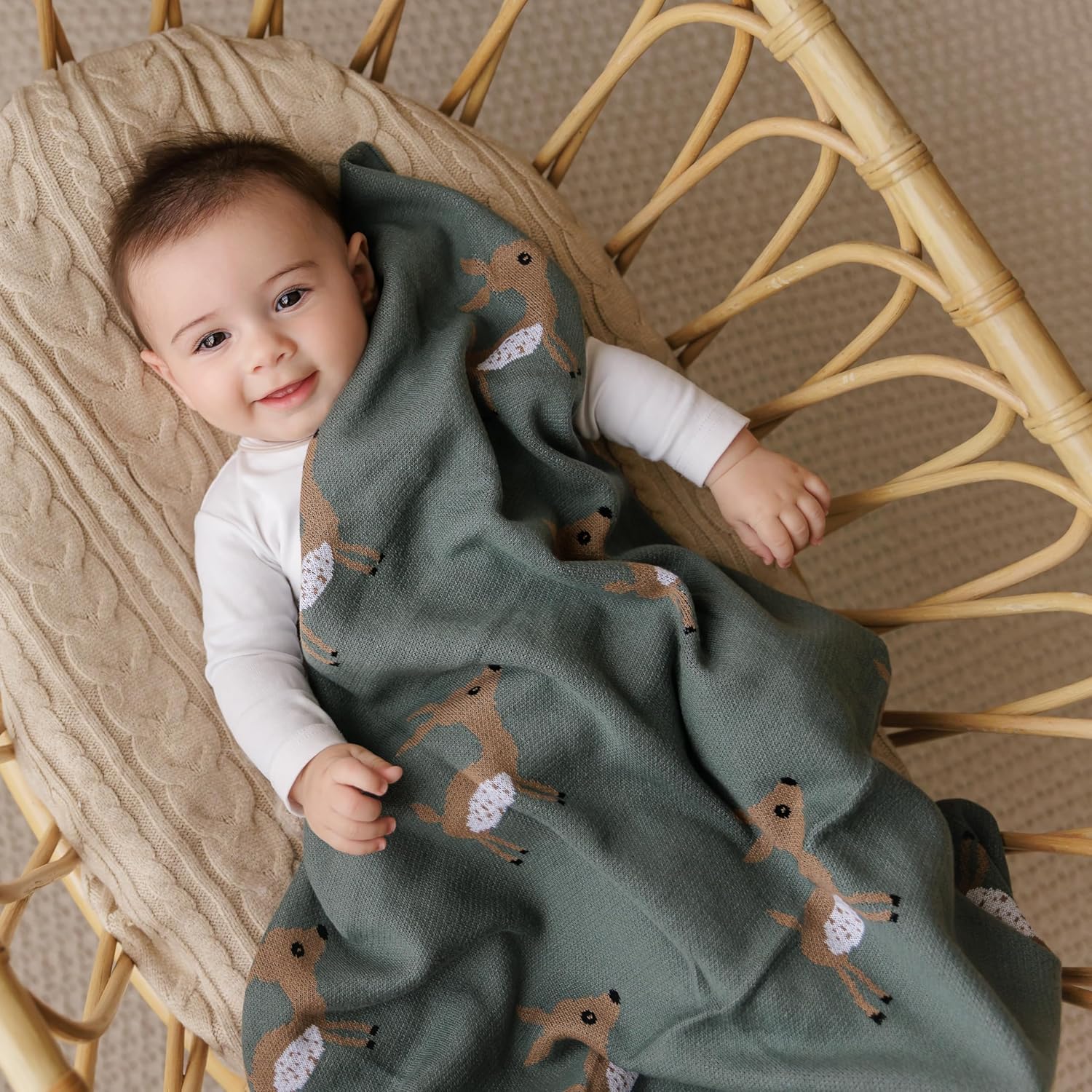 Soft Baby Swaddle Receiving Blanket - 100% Cotton Knit Soft Cozy Receiving Swaddling Crib Stroller