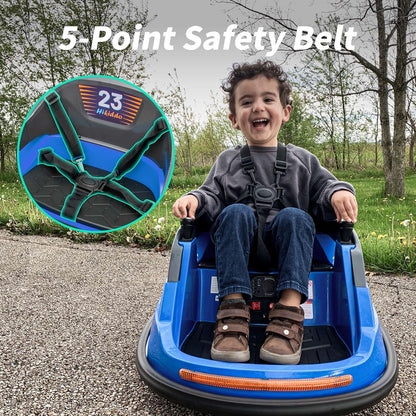 Baby Bumper Car, 6V Electric Kids Bumper Car for Toddlers with Remote Control, Bluetooth - Navy Blue
