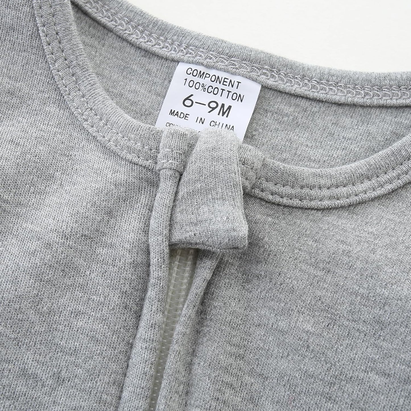 Baby Romper 100% Organic Cotton Pajamas One Piece Long Sleeve Zipper Footie Onesie for 0~12M Baby