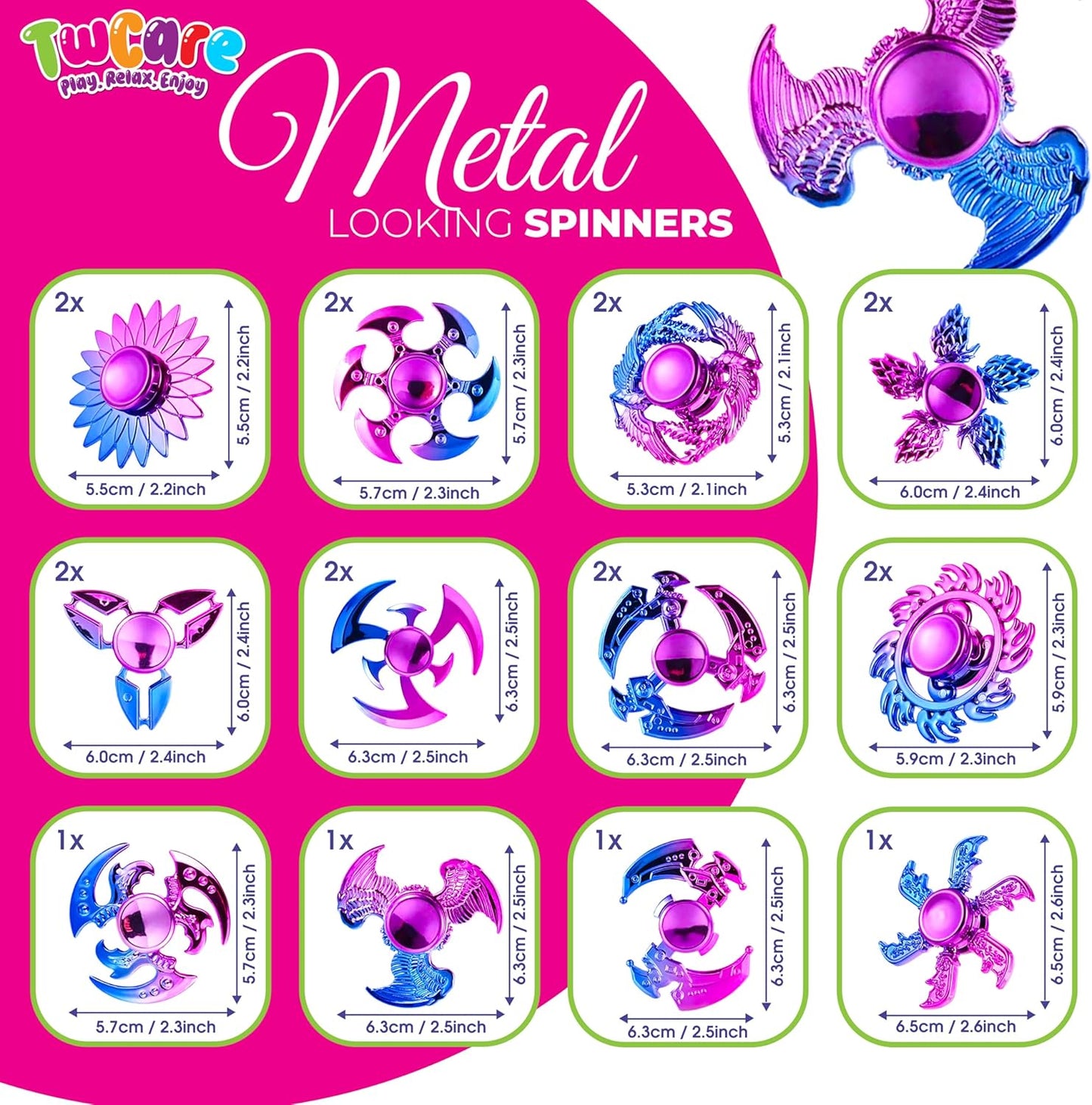 20 Pack High Speed Hand Fidget Spinners for Anxiety ADHD Kids Adults Boys Girls, Sensory Fingertip Pack, Stress Relief Fidgets Toy, Party Favors Birthday Gifts Goodie Bag Stuffers Classroom Prizes