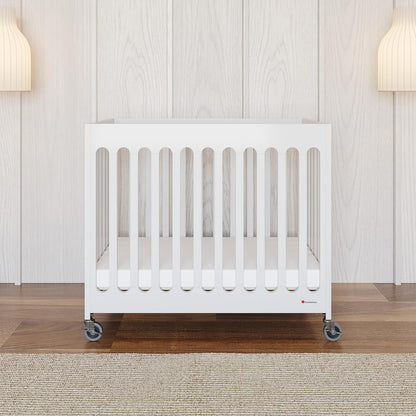 Foundations Boutique Folding Mini Baby Crib - Compact, Portable, Wooden Hotel Crib, Foldable