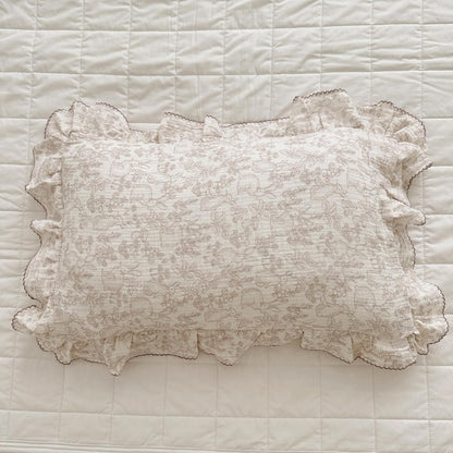 BuLuTu 100% Cotton Muslin Toddler Pillowcase with Ruffles Edges, Cute Rabbit Pattern Toddler Pillow Cover Soft Breathable Gauze Cotton Kids Pillow Cases for Boys,Girls, 1 Piece, 14"x20"