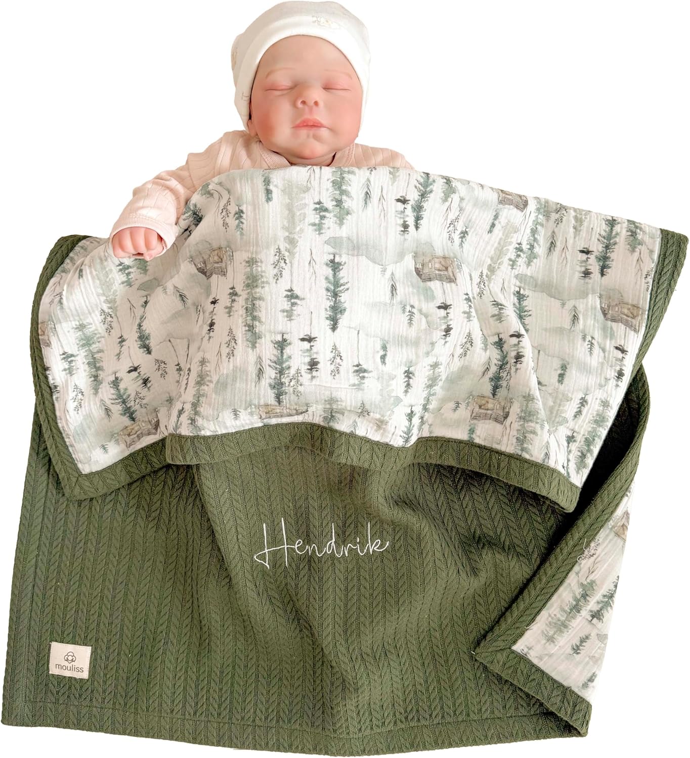 Personalized Baby Blanket with Name – Handmade 100% Organic Cotton Newborn Gift | Custom Knit