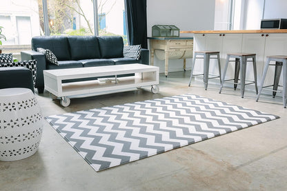 Baby Care Play Mat (Large, Zig Zag - Black) 82'' x 55'' Original One-Piece Reversible Rollable Waterproof Play Mat for Infants, Babies, Toddler, and Kids