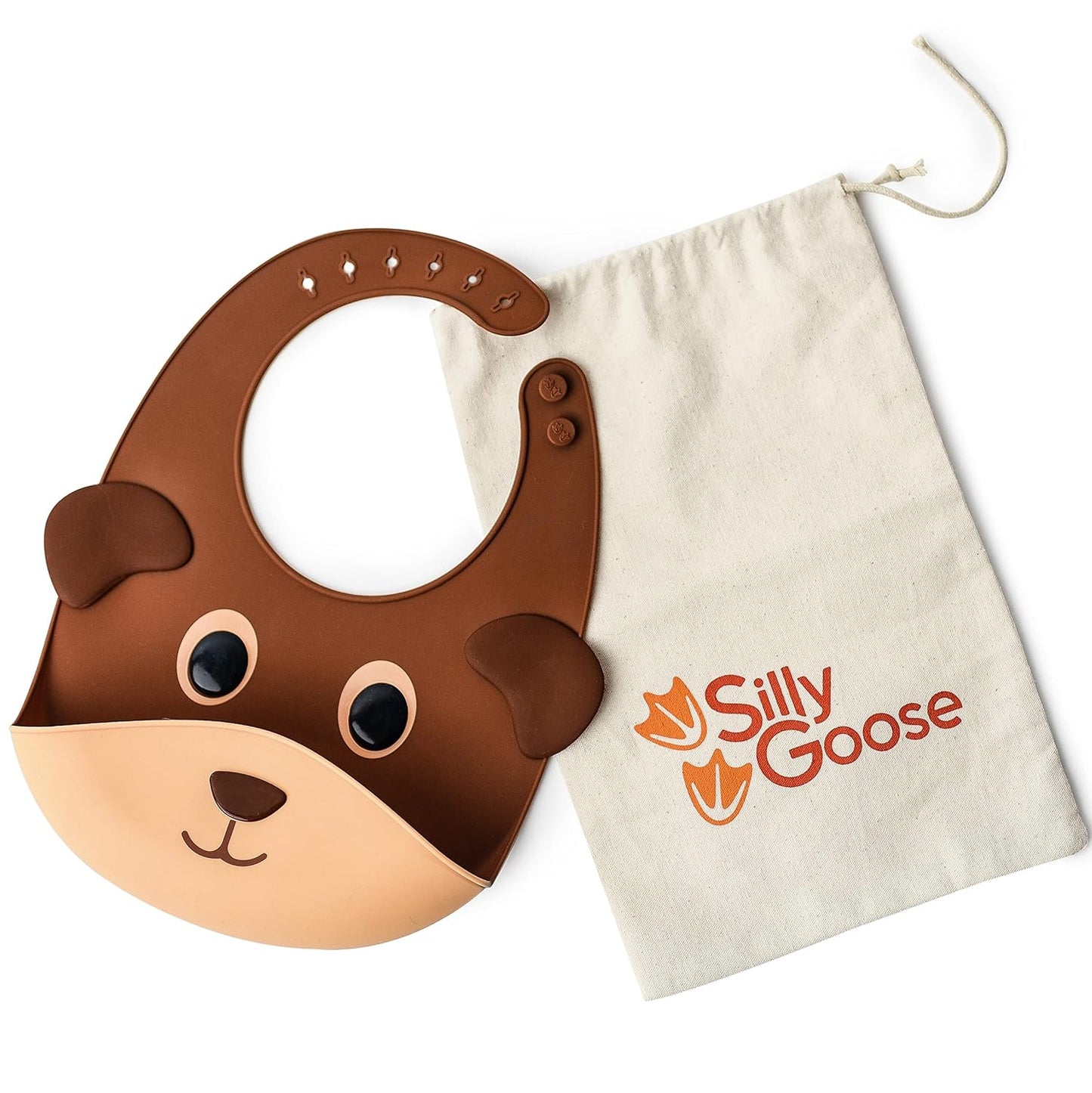 Silly Goose Silicone Animal Baby Bibs for Babies and Toddlers, Waterproof, Adjustable, Soft, Extra