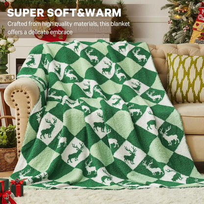 CYMULA Christmas Knit Throw Blanket - Super Soft Cozy Fuzzy Blankets for Couch, Sofa & Bed, Holiday