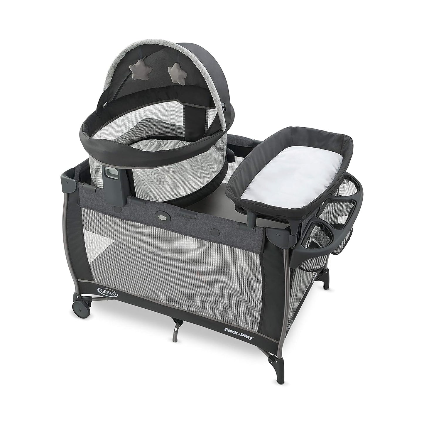 Graco Pack n Play Dome LX Playard with Baby Bassinet, Lightweight Portable Crib, Push-Button Fold