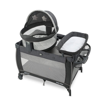 Graco Pack n Play Dome LX Playard with Baby Bassinet, Lightweight Portable Crib, Push-Button Fold