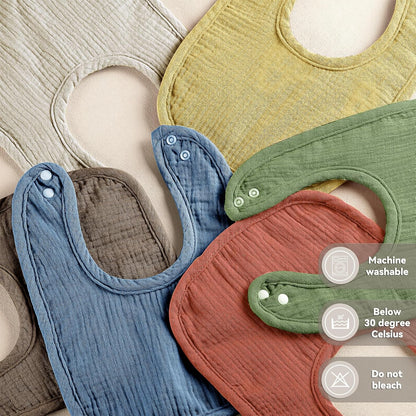 Muslin Baby Bibs for Unisex Boys Girls, Cotton Drool Bibs, Adjustable Newborn Bibs for Drooling and Teething