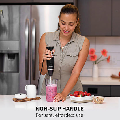 OVENTE Immersion Hand Blender, 300W Electric Handheld Portable Stick Mixer Set with 2 Mixing Speed