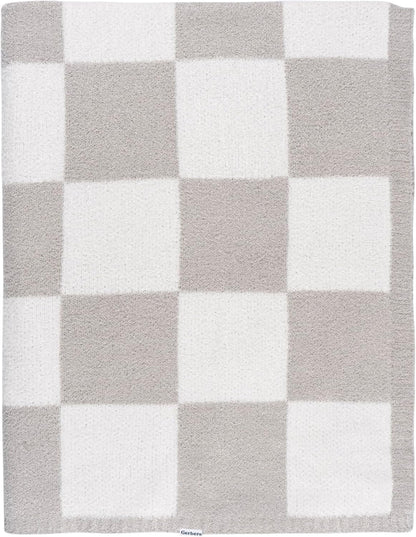 Gerber Unisex Baby Cozy Soft Silky Mink Checkerboard Grid Blanket, Tan Check, One Size