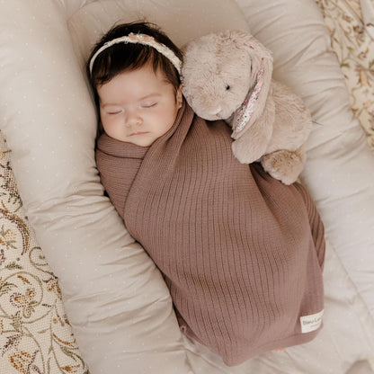 Organic Ribbed Swaddle Blanket for Boys & Girls - 100% Luxury Organic Soft Cotton Knit Warm Cozy