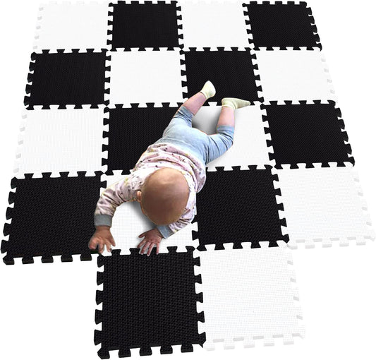 MQIAOHAM® 18 Pieces Puzzle Play Mats, Soft Baby Play Mat, Kids Interlocking Foam Floor Tiles, Toddlers Carpet Playmats G301018-101104