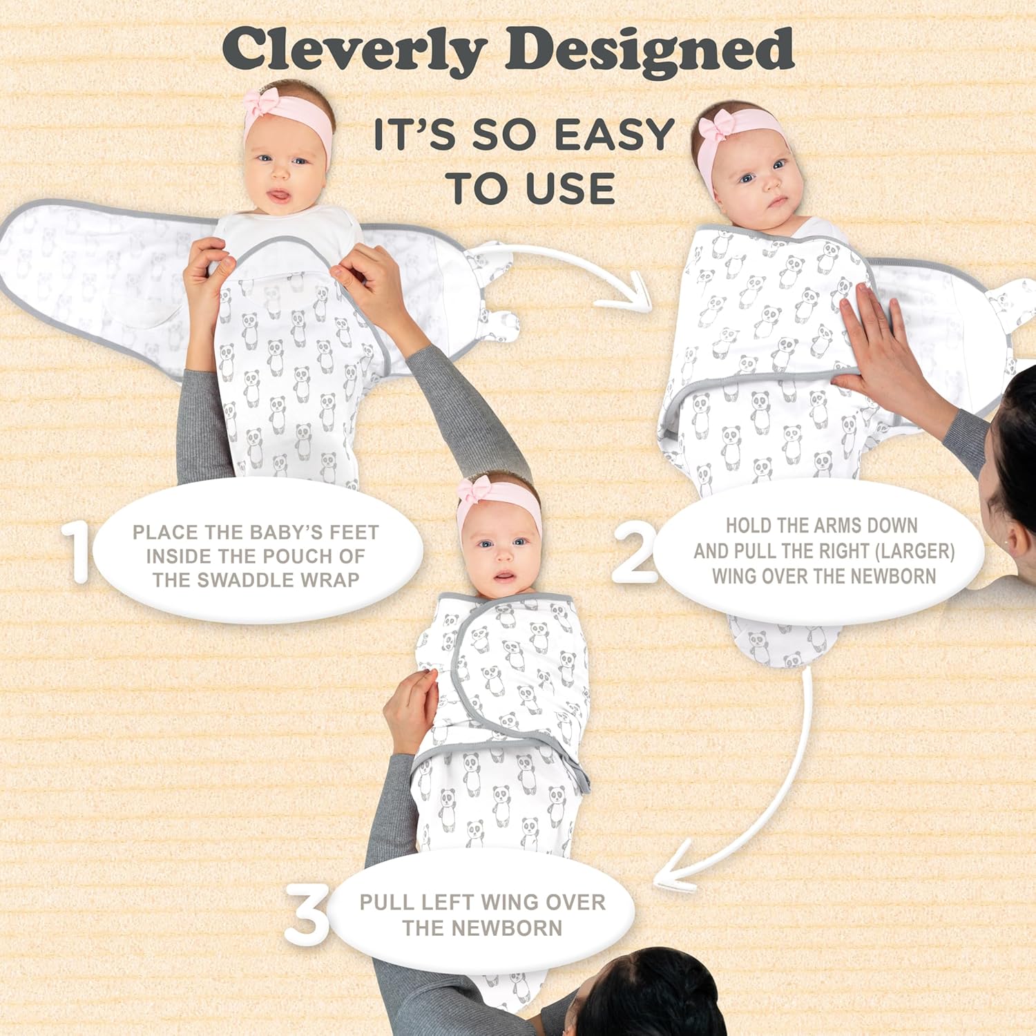 Bublo Baby Swaddles for Newborns – 3-Pack Infant Swaddles 0-3 Months – Adjustable Newborn Swaddle