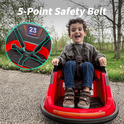 12V Kids Electric Bumper Car, Baby Bumper Car for Toddlers w/Remote Control, 360° Spinning - Red