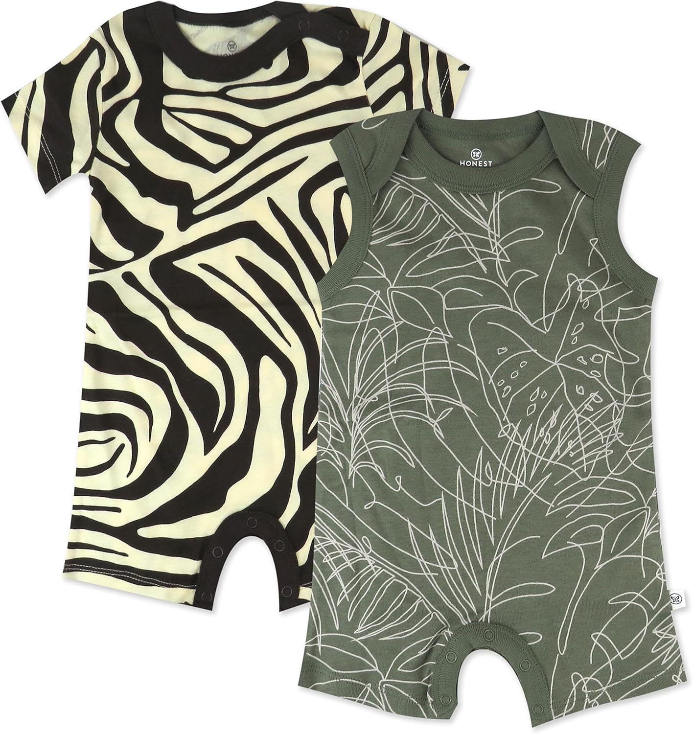 HonestBaby Short Sleeve and Tank Romper 100% Organic Cotton for Infant Baby and Toddler Boys