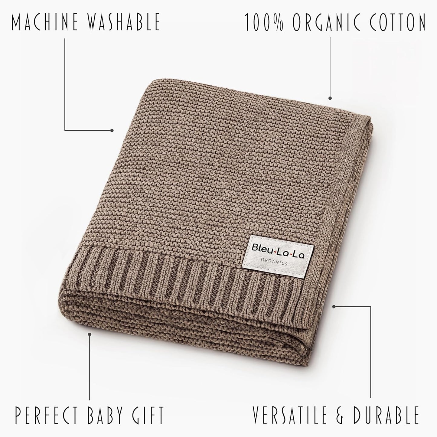 Heritage Knit Organic Cotton Baby Swaddle Blanket - 100% Luxury Organic Cotton Knit Receiving