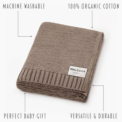 Heritage Knit Organic Cotton Baby Swaddle Blanket - 100% Luxury Organic Cotton Knit Receiving