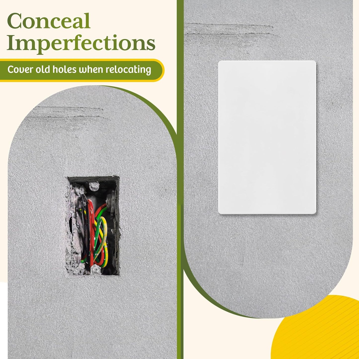 TG Mid-Size Screwless Blank Wall Plate, Child Safe Blank Device Outlet Cover, Medium Size 1-Gang 4.88" H x 3.11" L, Polycarbonate Thermoplastic, UL Listed, SP-MB1-W10P, White (10 Pack)