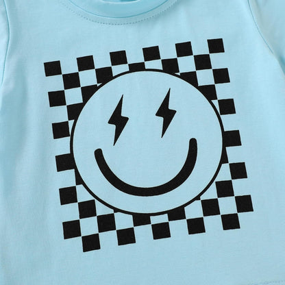 Happy Town Toddler Clothes Baby Boy Girl Smiley Face Shirt Short Sleeve T-Shirt Tee Summer Tops Outfits
