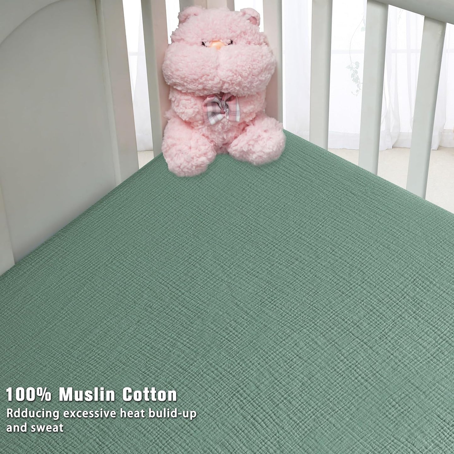 Muslin Crib Sheets for Boys Girls 100% Cotton Fitted Baby Crib Sheet 2 Pack Soft and Breathable for
