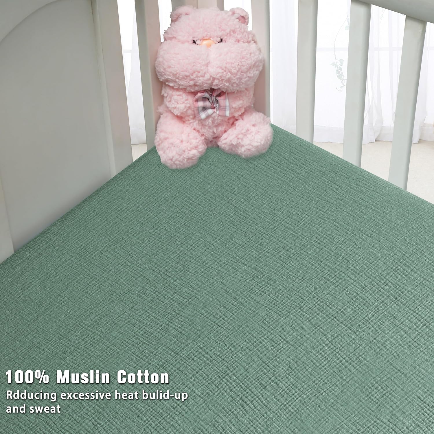 Muslin Crib Sheets for Boys Girls 100% Cotton Fitted Baby Crib Sheet 2 Pack Soft and Breathable for