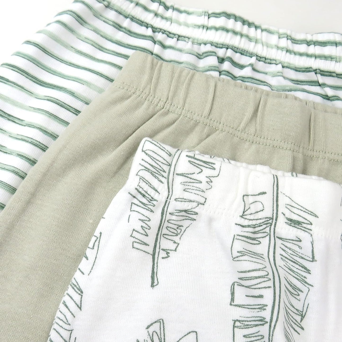 HonestBaby 3-pack Footed Pants Roomy Fit Pull on Bottoms 100% Organic Cotton for Infant Baby Boys, Girls, Unisex