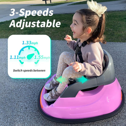 Baby Bumper Car, 6V Electric Kids Bumper Car for Toddlers with Remote Control, Bluetooth - Baby Pink