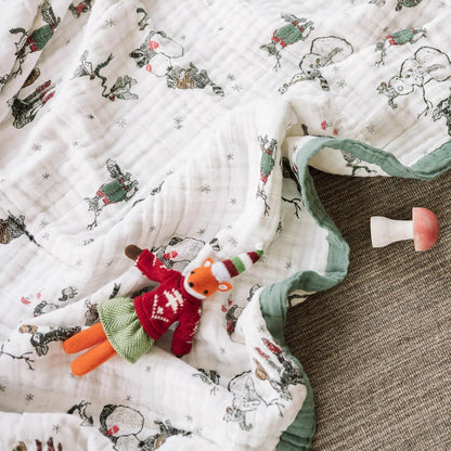 Little Unicorn Premium Quilted Throw | Super Soft, Multi-Layered Muslin XL Blanket| Great for Kids