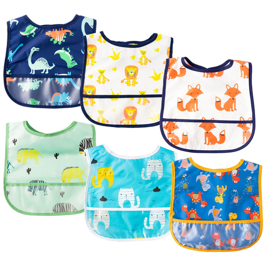 2ooya 6Pcs Waterproof Baby Bibs for Eating, Mess Proof Infant Feeding Bibs