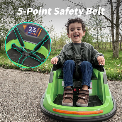 12V Kids Bumper Car, Electric Baby Bumper Car for Toddlers with Remote Control, 3 Speeds - Green