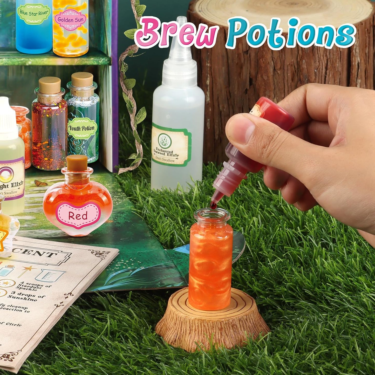 Fairy Magic Kit for Kids with 20PCS Magic Potion Bottles and Plate - Magical Fairy Making Craft Kit - Gift for Easter, Birthday, Art Crafts Toys for 8 9 10 11 Year Old Girl