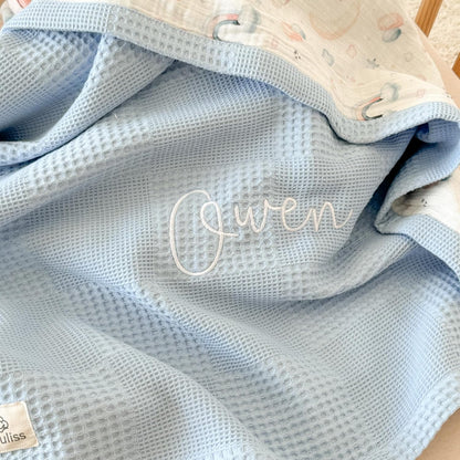 Personalized Baby Blanket with Name – Handmade 100% Organic Cotton Newborn Gift | Custom Knit