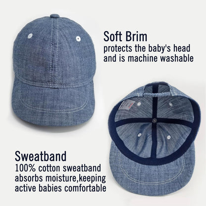 Keepersheep Baby Baseball Cap Infant Sun Hat, Cotton Knit with Soft Brim, Adjustable Soft Newborn Toddler Cap
