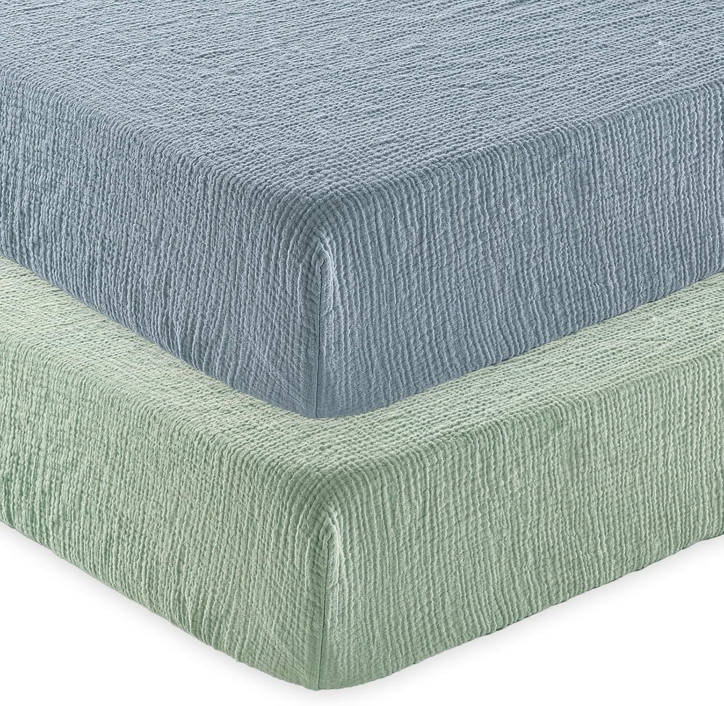 david's kids Muslin Crib Sheets for Boys Girls, 2 Pack 100% Cotton Soft Breathable Fitted Baby