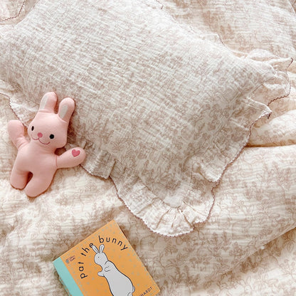 BuLuTu Muslin Cotton Pillowcase King Pillow Cover for Kids Adults Cute Rabbits Flower Pattern Pillowcases with Envelope Closure, 20x36 inch, 1 Piece, Forest, Machine Washable