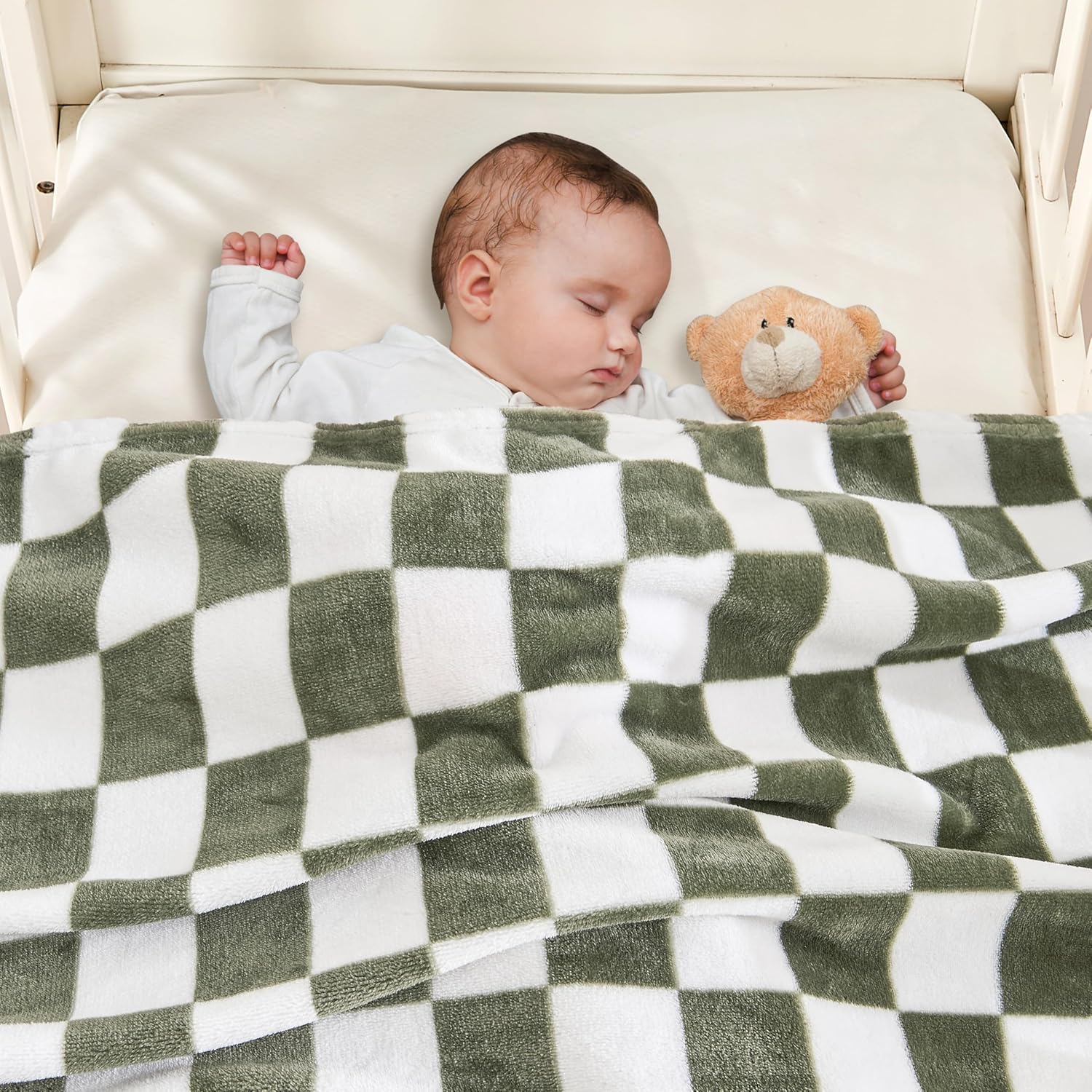 Yurhap Checkered Baby Blanket Fleece Baby Blankets for Boys, Ultra Soft Cozy Fluffy Infant Toddler