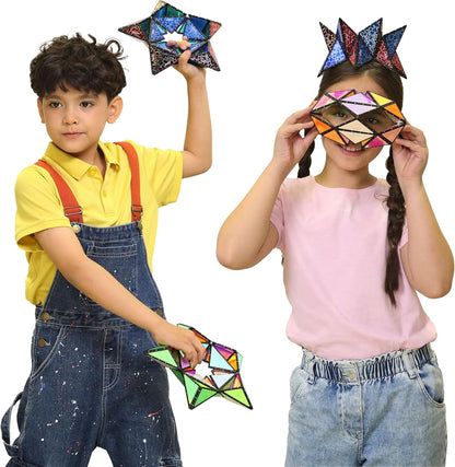 TOSY Magnet Pyramid Stone - 1 Cube Transforms into 1 Billion Shapes, 14 pcs (12 Puzzle pcs and 2 Accessories), 243 Rare Earth Magnets, Holographic Design Magnet Tiles Creative Puzzle STEM Toy, 2-Pack